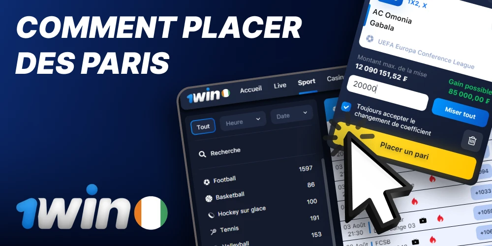 Placer des paris sur le site de 1Win