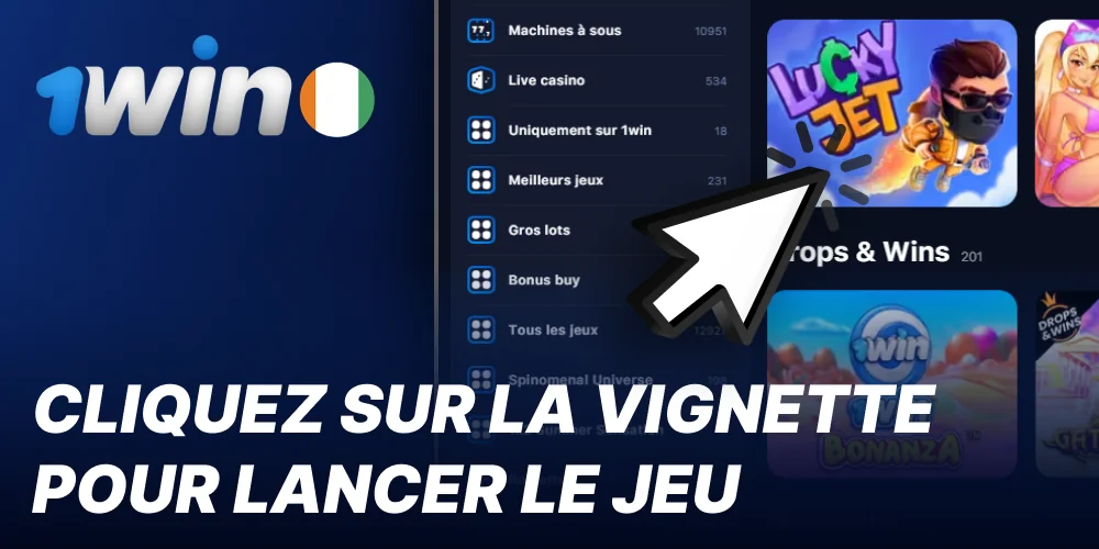 Sélectionner un jeu dans 1win en cliquant dessus