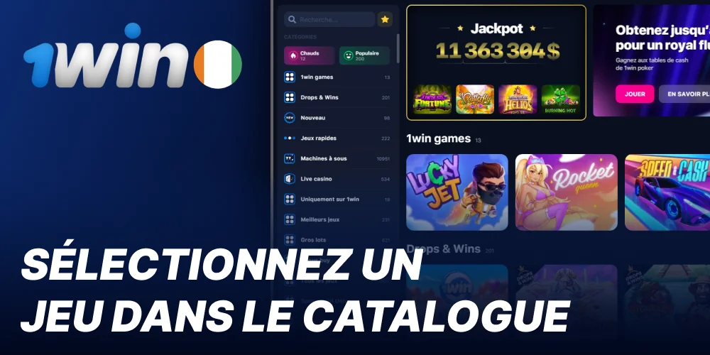 Parcourir le catalogue de jeux de 1win