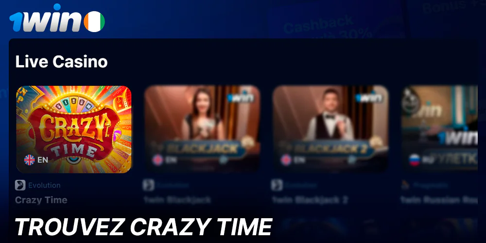 Retrouvez le jeu Crazy Time sur 1Win Live Casino