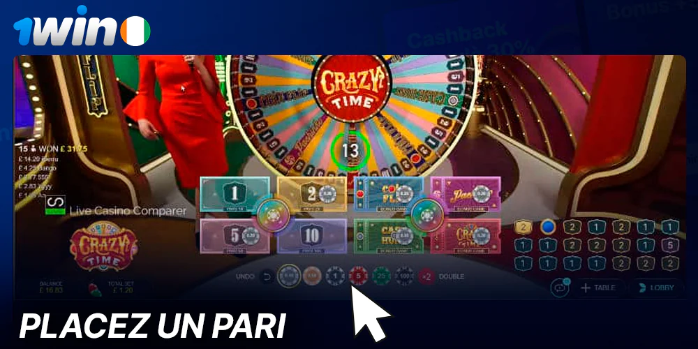 Pariez sur Crazy Time chez 1win