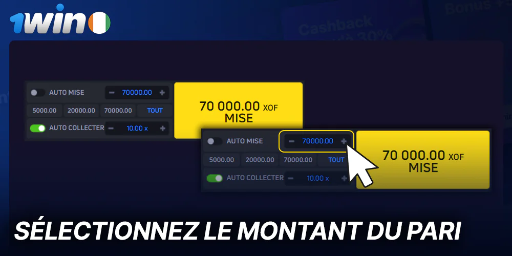 Choisissez la taille de votre mise dans le jeu JetX sur 1Win